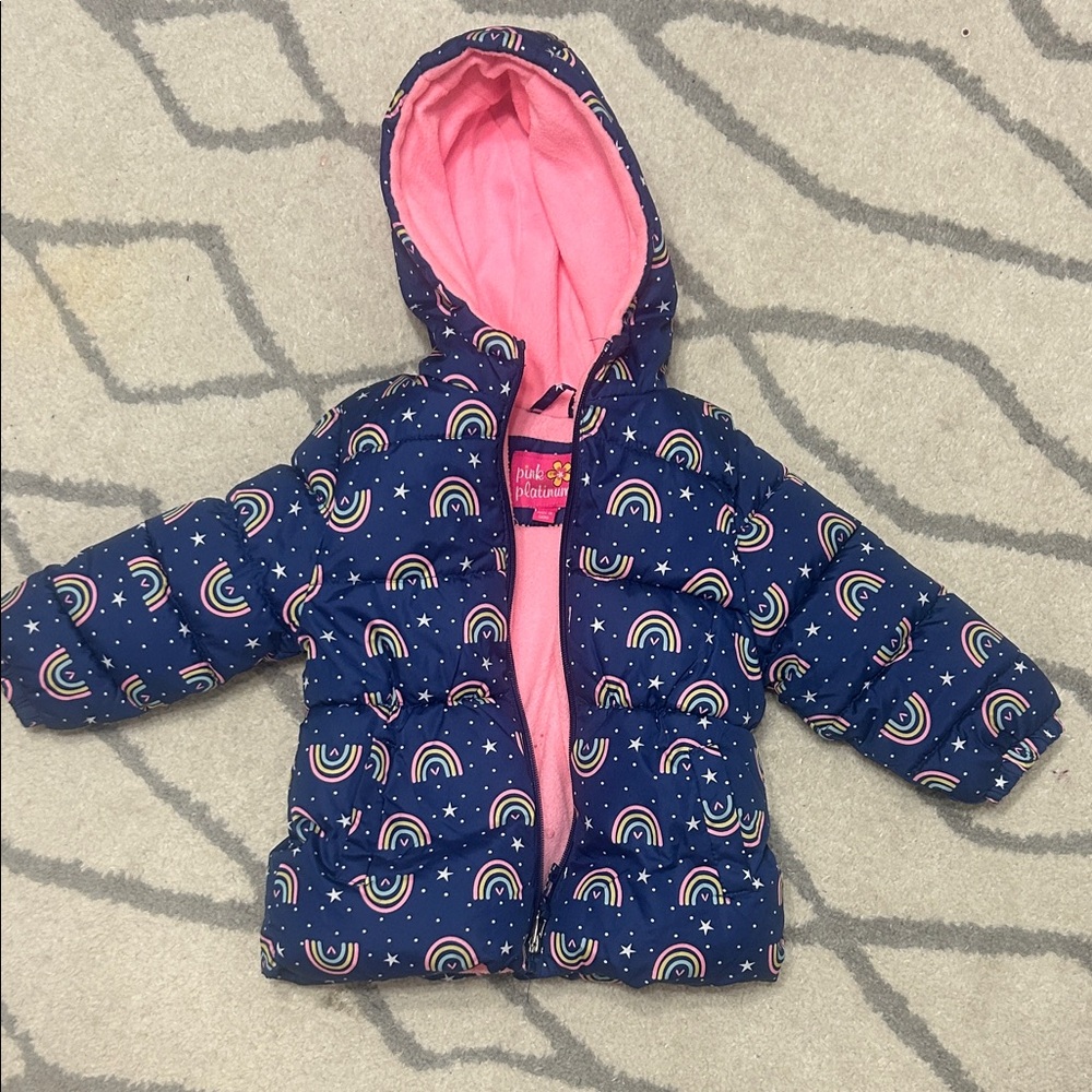 Pink Platinum Navy Jacket with Rainbow and Star Design